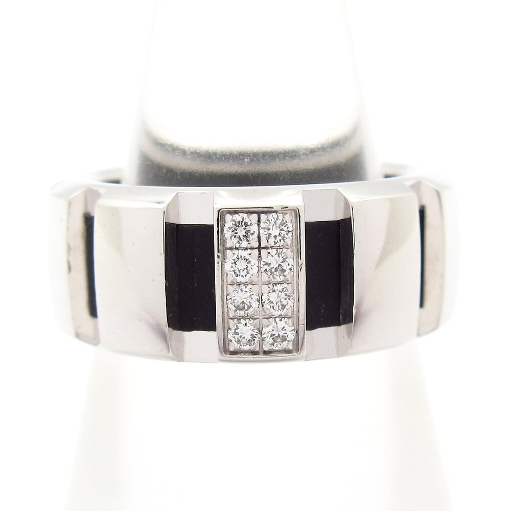 Chaumet Class One Ring 18K White Gold Diamond Black Rubber